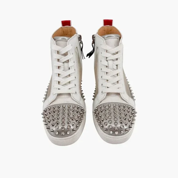 Christian Louboutin Sosoxy Spike Donna Sneakers Size 37 US 7 Mesh High Top White